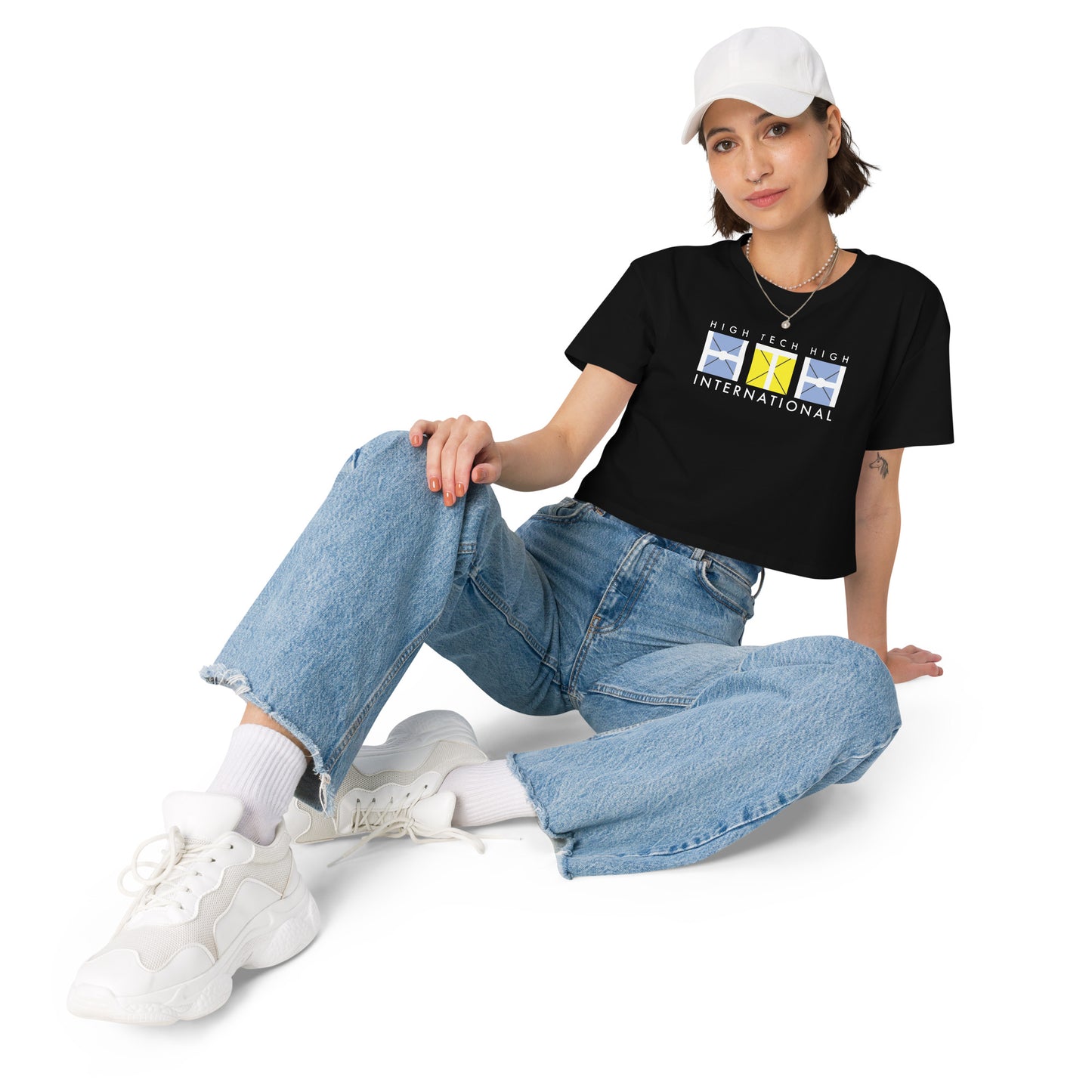 Women’s crop top, Official Logo, white lettering